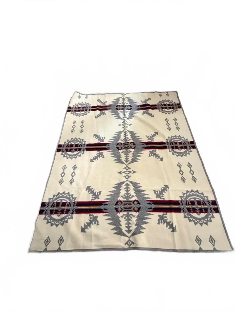 Vintage Pendleton Wool Blanket Beaver State Native American Southwest Gray EUC
